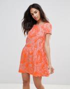 Frnch Paisley Dress-orange