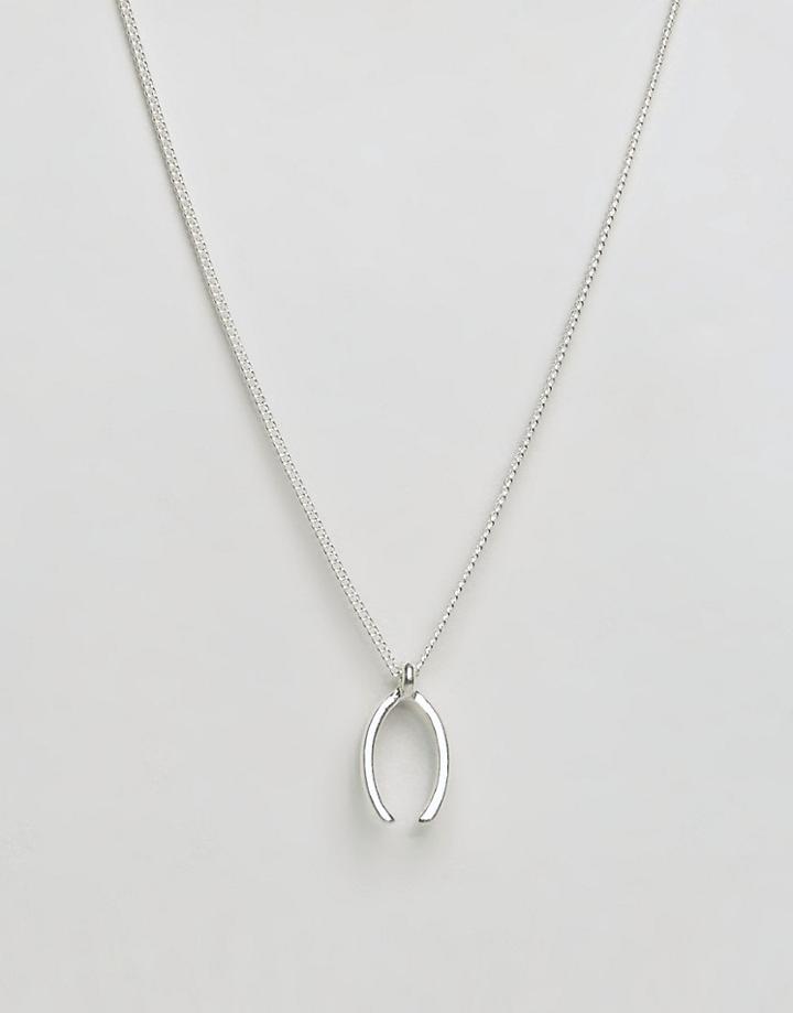 Pilgrim Silver Plated Wishbone Necklace - Silver