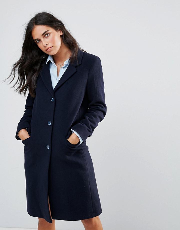 Helene Berman Wool Blend College Coat - Navy