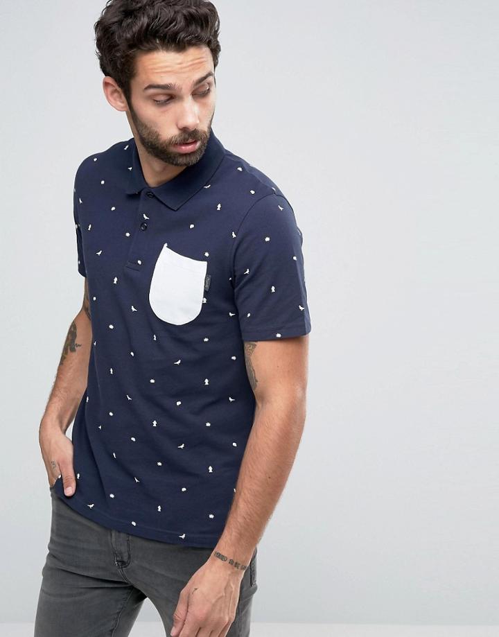 Jack & Jones All Over Print Polo - Navy