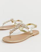 River Island Sandals With Embellishment In Gold