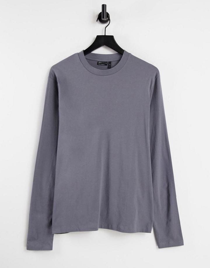 Asos Design Long Sleeve T-shirt With Crew Neck In Washed Black