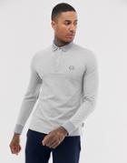 Armani Exchange Long Sleeve Polo In Gray