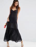 Asos Tiered Maxi Beach Dress - Black