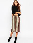 Asos Pencil Skirt In Stripe Jacquard - Multi