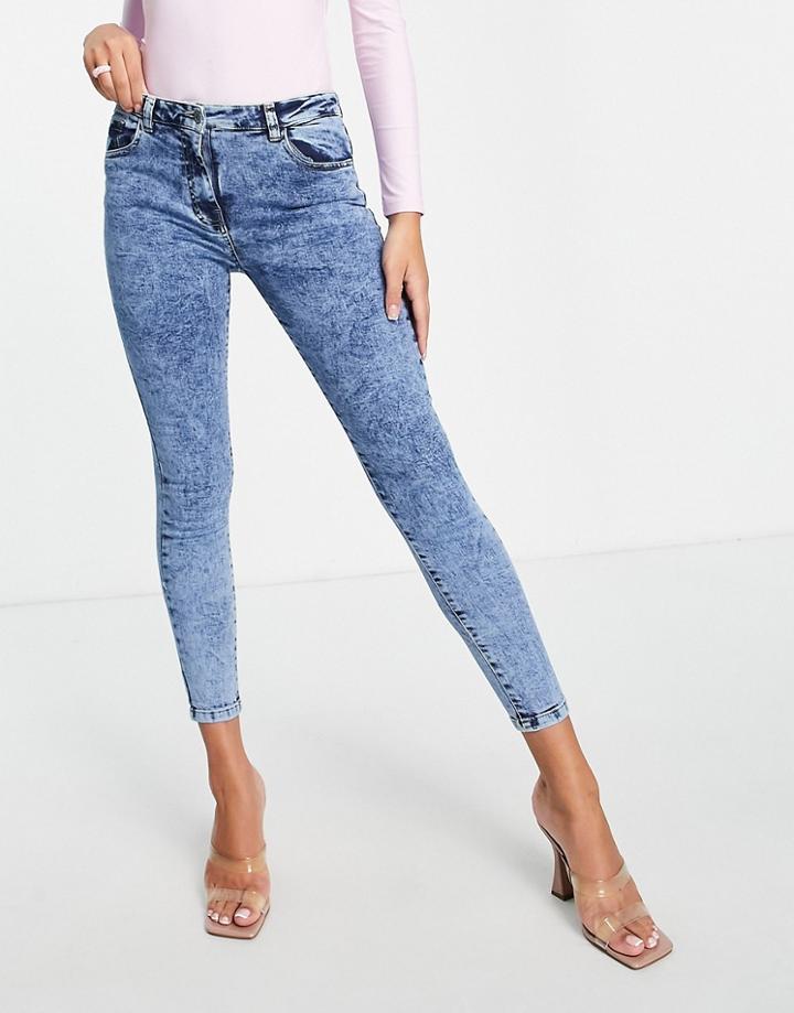 Parisian Skinny Jeans In Blue Acid Wash-blues