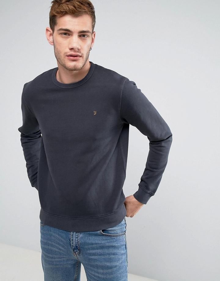 Farah Pickwell Slim Fit Garment Dyed Sweat In Black - Black