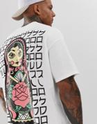 Hnr Ldn Doll Back Print T-shirt In Oversized-white