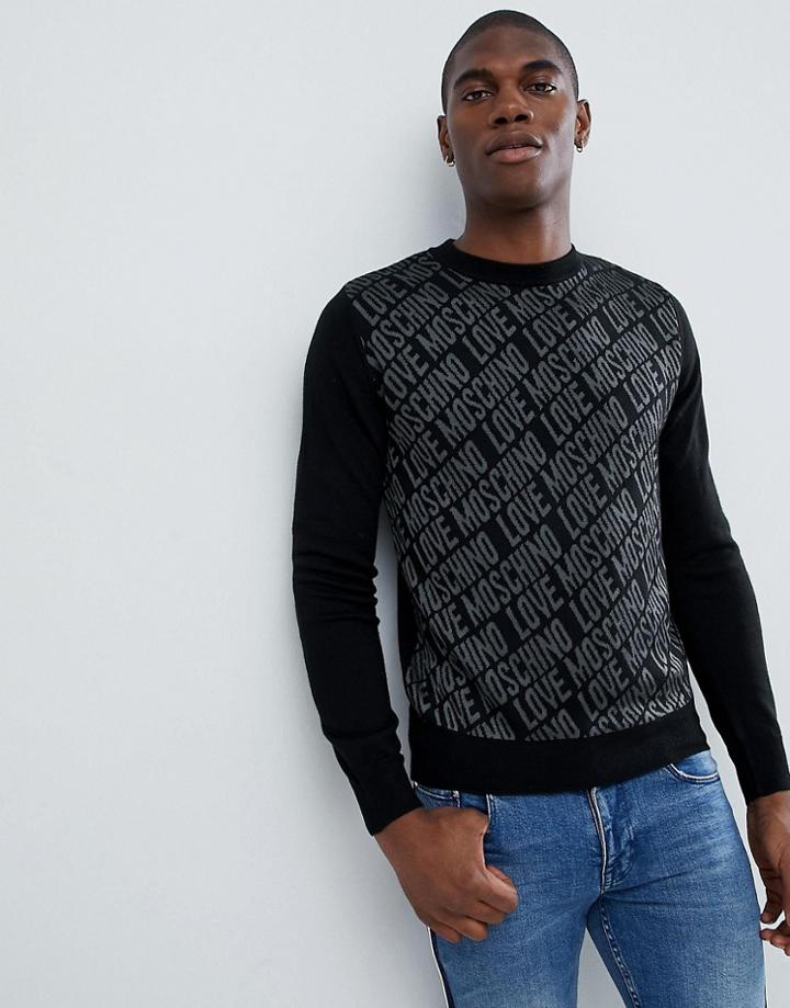 Love Moschino Repeat Logo Sweater - Black