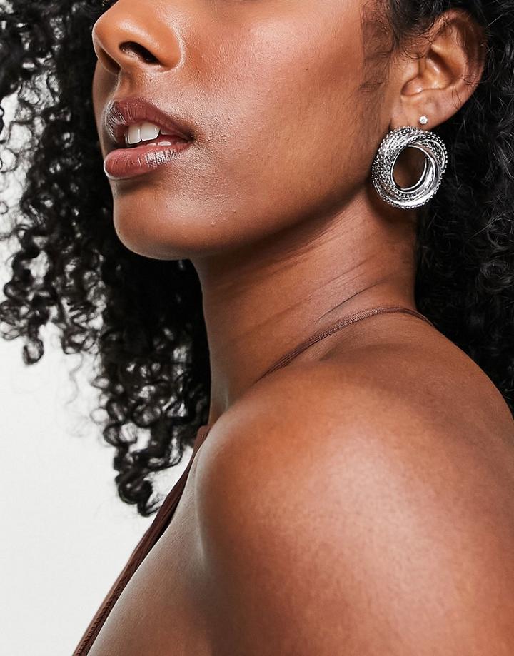Glamorous Statement Interlink Earrings In Silver