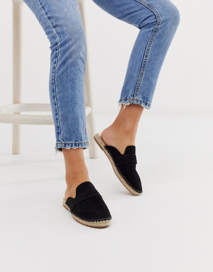 Asos Design Juggle Loafer Mule Espadrilles In Black - Black
