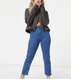 Noisy May Petite Straight Leg Jeans In Authentic Dark Blue Wash-blues