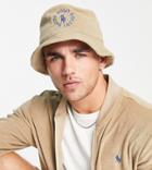 Polo Ralph Lauren X Asos Exclusive Collab Bucket Hat With Circle Logo In Tan-neutral