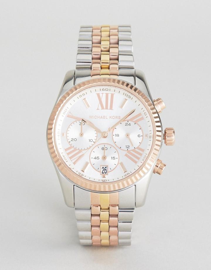 Michael Kors Mk5735 Lexington Bracelet Watch In Mixed Metal-silver