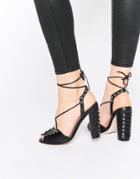 Asos Headspin Lace Up Heeled Sandals - Black