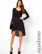 Asos Petite Exclusive Lasercut Skirt With Hi Lo Hem - Black