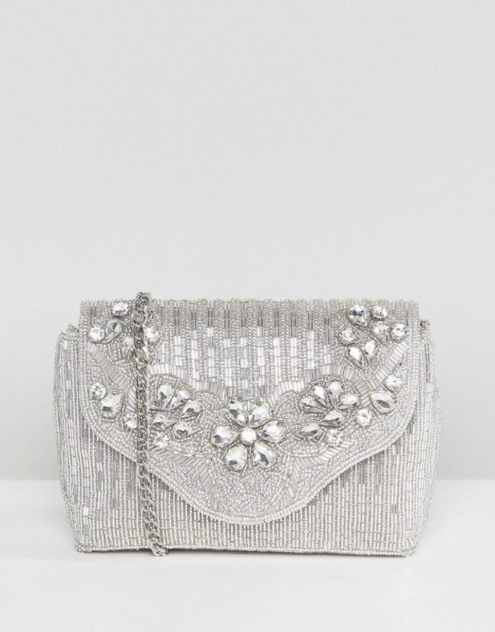 Dune All Over Embellished Bag In Silver - Pink