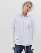Diesel S-nariki Short Sleeve Stripe Shirt In Blue