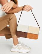 Asos Design Patchwork Suede Shoulder Bag With Flap-multi