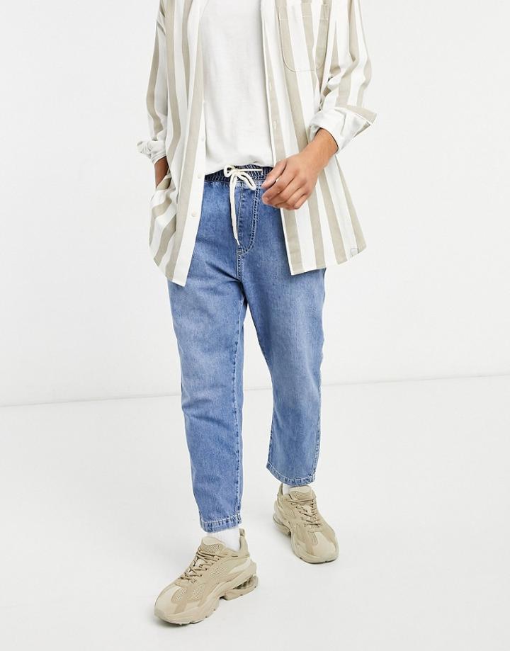Pull & Bear Loose Fit Jeans In Light Wash Blue-blues
