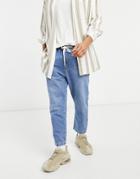 Pull & Bear Loose Fit Jeans In Light Wash Blue-blues