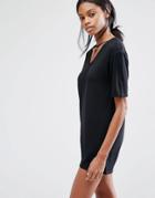 Missguided Harness Detail T-shirt Dress - Black