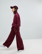 Ellesse Wide Leg Tracksuit Bottoms In Checkerboard - Red