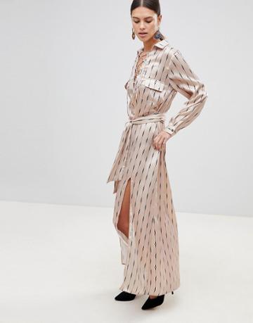 None The Richer Stevie 2 Way Neck Choker Belt Silk Blend Dress - Beige