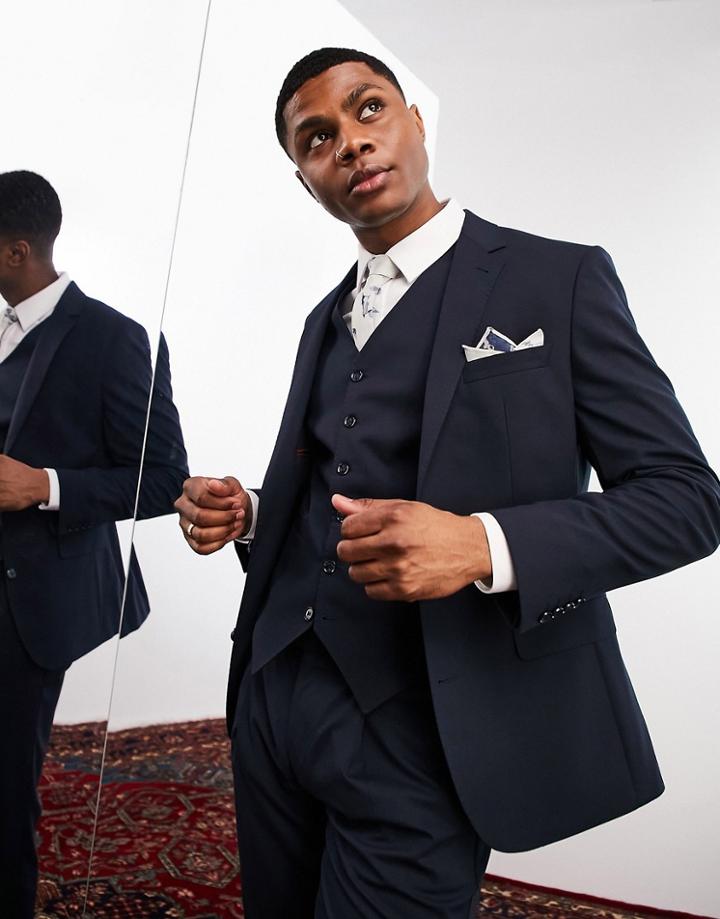 Noak 'camden' Skinny Suit Jacket In Navy With Two-way Stretch