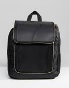 New Look Nylon Zip Detail Backpack - Black