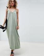 Asos Design Gathered Maxi Dress - Green