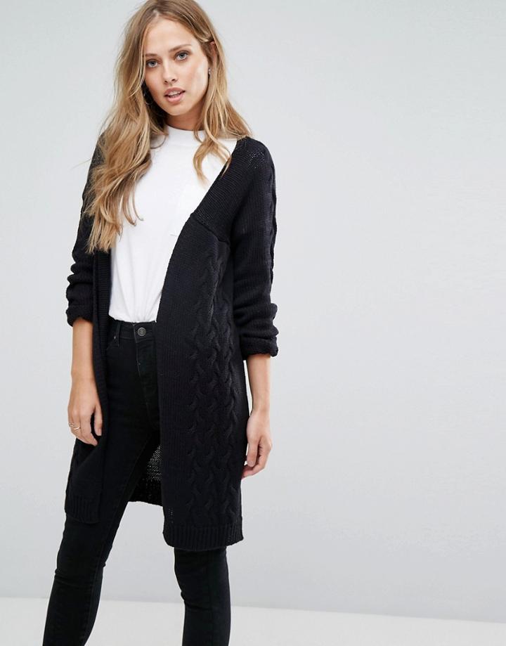 Vero Moda Long Open Knit Cardigan - Black