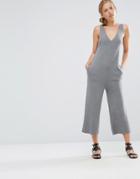 Warehouse Overall Cullotte Jumpsuit - Gray