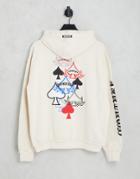 The Couture Club Oversized Hoodie In Off White With Embroidered Spade Patches