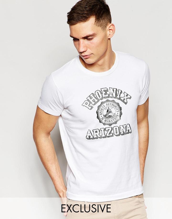 Franklin & Marshall T-shirt With Phoenix Arizona Print Exclusive To Asos - White