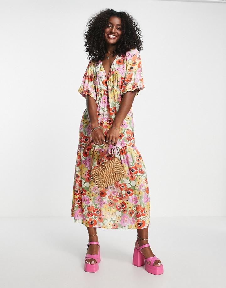 Nobody's Child Valentine Midi Dress In Poppy Mix-multi