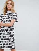 Cheap Monday Paint Print T-shirt Dress - Black