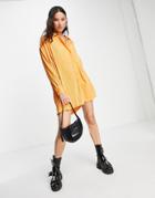 4th & Reckless Plisse Shirt Dress In Cinnamon-brown