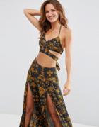 Asos Flame Baroque Print Wrap Beach Top Co-ord - Flame Baroque