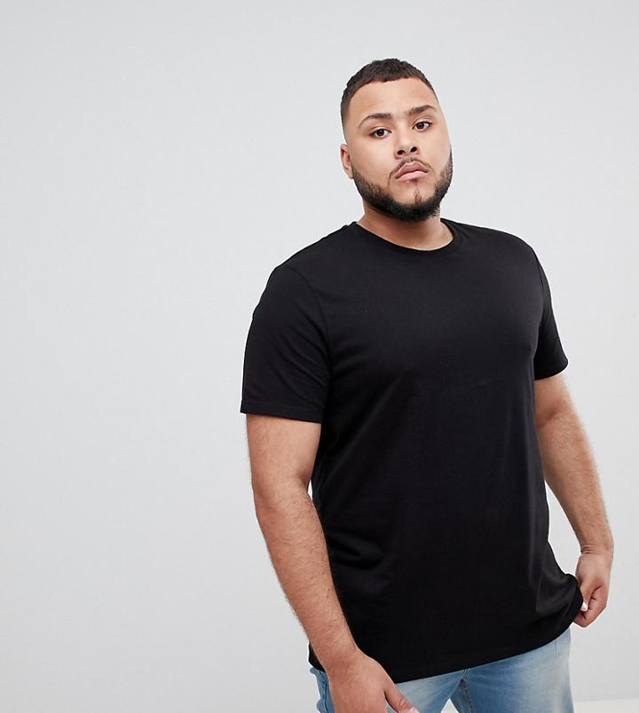 Asos Design Plus Organic T-shirt With Crew Neck In Black - Black