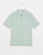 Asos Design Regular Shirt In Mint Paisley Print-green
