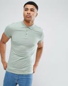 Asos Extreme Muscle Polo In Jersey - Green