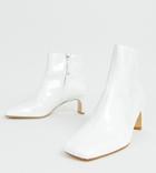 Mango Leather Ankle Boot In White