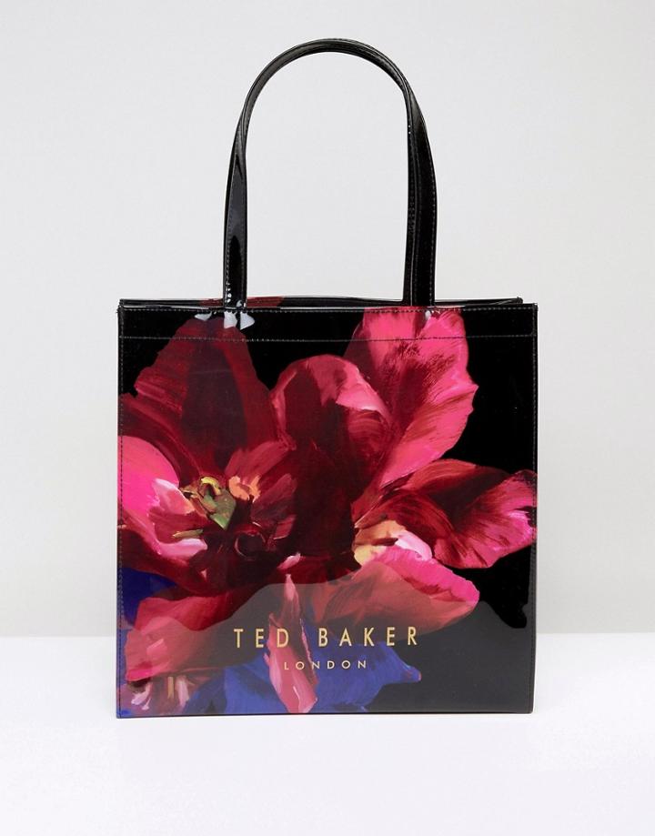 Ted Baker Large Icon Bag In Bloom Print - Black