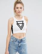 Illustrated People Triangle Crop Top - White