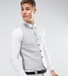 Noak Skinny Wedding Vest In Pale Gray - Gray