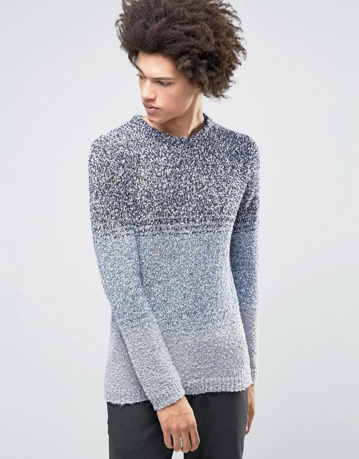 Asos Cobra Ombre Crew Neck Sweater - Blue