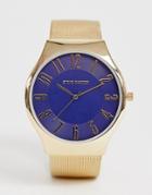 Steve Madden Mens Mesh Watch With Blue Dial - Gold