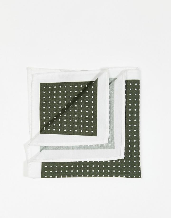 Selected Homme Pocket Square With Spot - Green