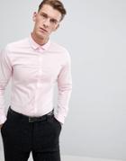 Asos Stretch Slim Formal Work Shirt With Easy Iron In Pink - Pink